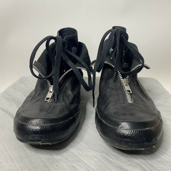 Converse Chuck Taylor All Star Shroud Black Leather Zip Sneakers Lace Up Women 8 - Picture 4 of 9